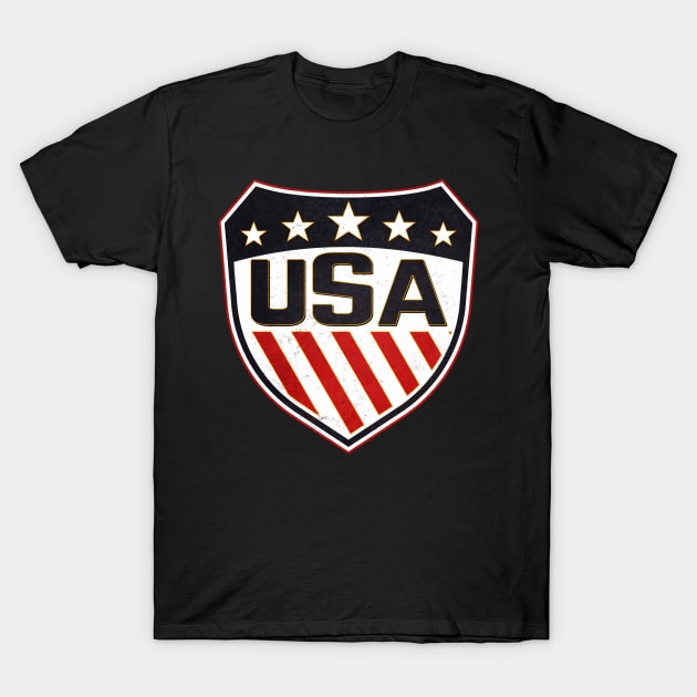 USA Patriotic Shield for Sports team T-Shirt by ferms82